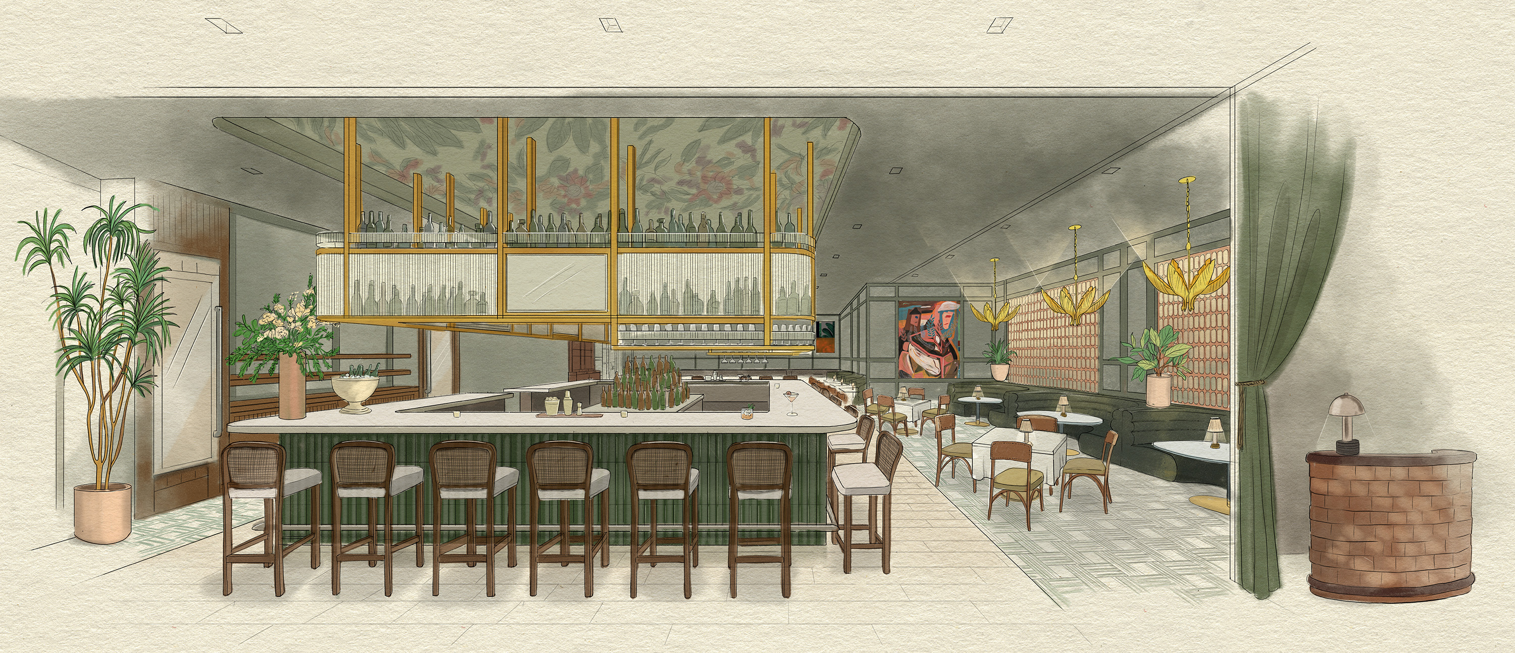 Rendering of the Hamlin House restaurant.